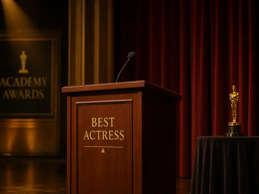 Awards ceremony stage podium where best actress Oscar winners list by year honorees accepted trophies on telecast night