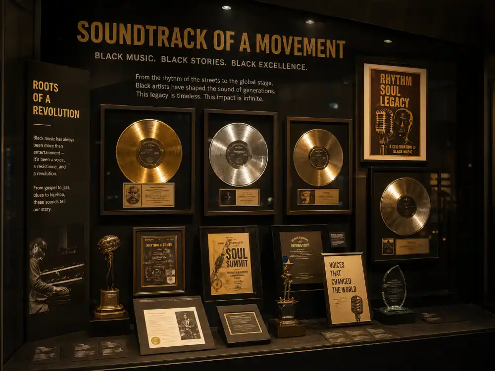 Vintage music awards archive display documenting BET Lifetime Achievement Award winners from Whitney Houston through Usher