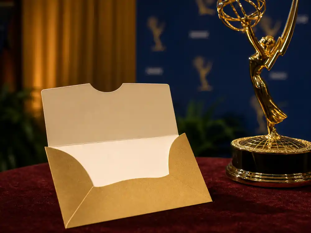 An empty Emmy nomination envelope beside a generic television awards statuette captures the heartbreak behind the biggest Emmy snubs in history