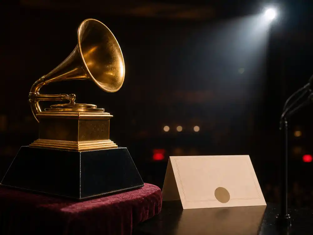 Golden generic music trophy beside an empty nomination envelope captures the heartbreak behind the biggest Grammy snubs of all time