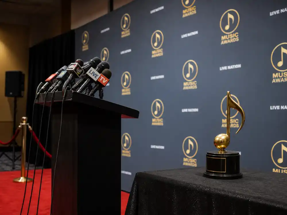 Awards press room microphones after the biggest Grammy snubs of all time when pundits and snubbed artists face stunned reporters
