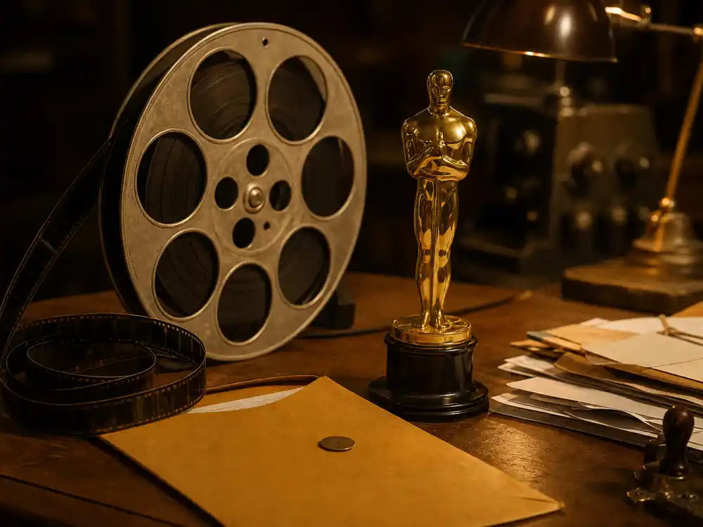 Vintage Hollywood film reel beside golden Oscar statuette evoking Citizen Kane era entries on lists of the biggest Oscar snubs of all time