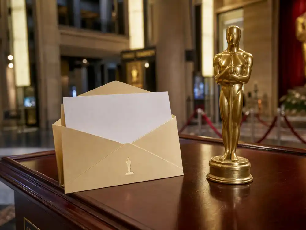 Opened Oscar nominations envelope on podium captures the heartbreak behind the biggest Oscar snubs of all time at the Academy Awards