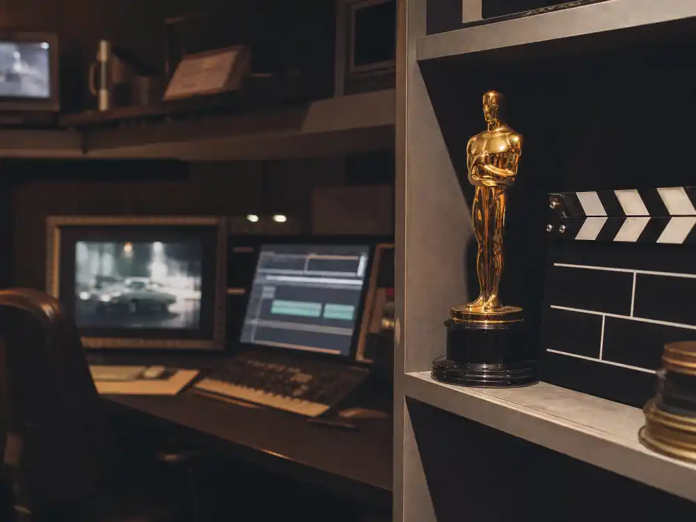 1990s film editing suite with clapperboard represents Goodfellas era entries on ranked lists of the biggest Oscar snubs of all time