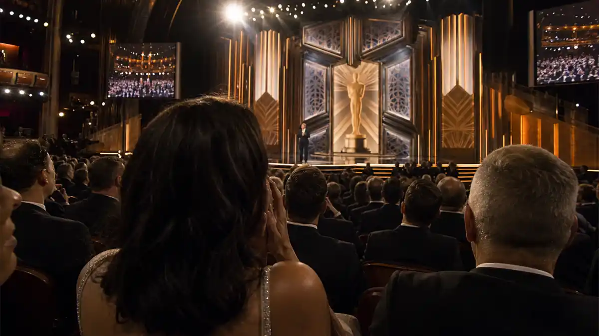 Biggest Oscar upsets in history — shocked awards theatre audience watching stage spotlight reveal a surprise Best Picture winner
