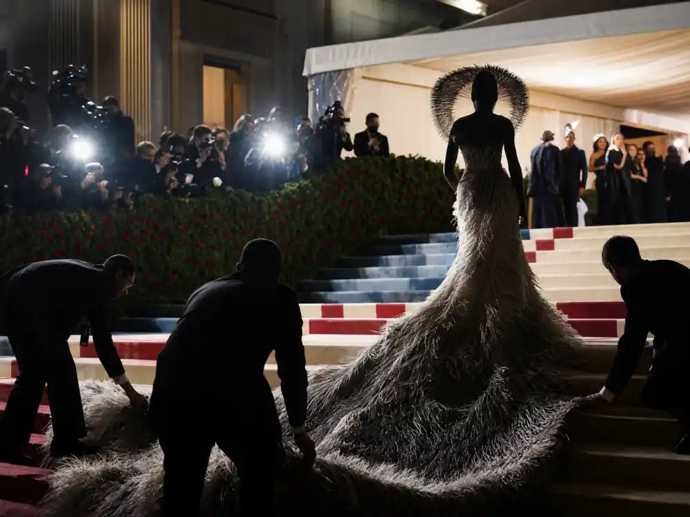 Met Gala sculptural feathered couture risk ranked among biggest red carpet fashion risks that paid off on museum benefit steps