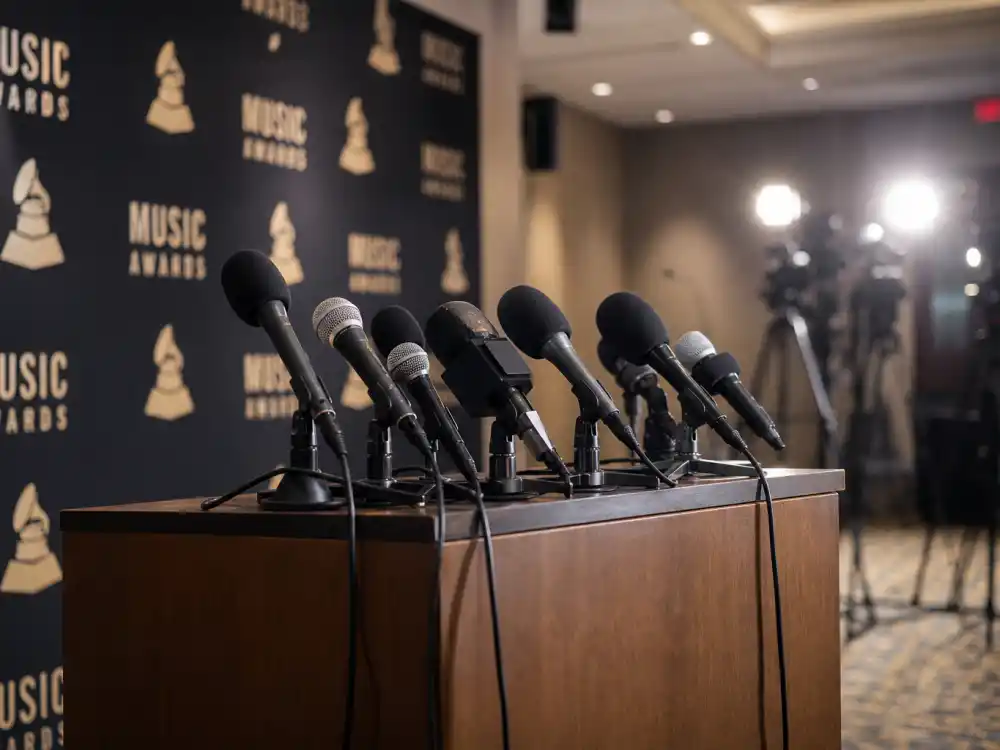 Empty press-room microphones after nomination day when pundits dissect the biggest Rock and Roll Hall of Fame snubs for hours on cable news