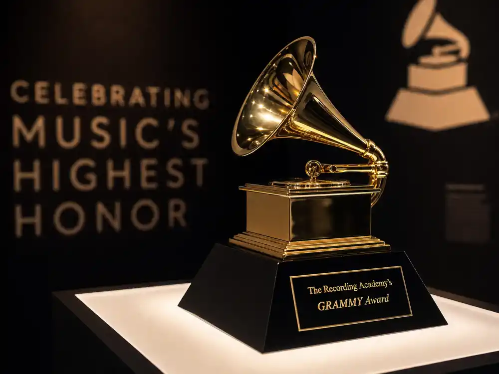 Gold gramophone Grammy trophy for Billboard Music Awards vs Grammys — industry prestige and peer-respected Recording Academy honors