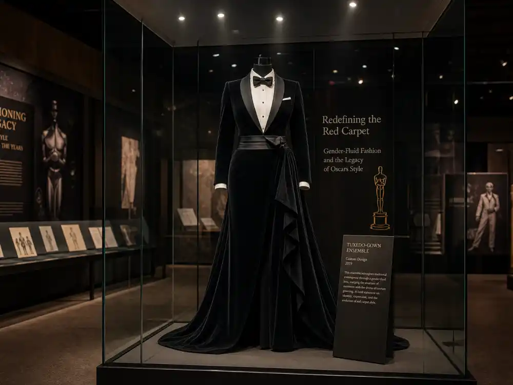 Red carpet fashion legacy mood board tracing Billy Porter tuxedo gown Oscars history influence on gender-fluid Oscar dressing and menswear rebellion
