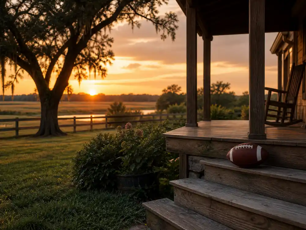 Mississippi ranch porch at sunset for what happened to Brett Favre in 2026 retirement life