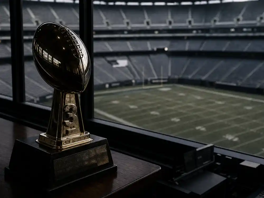 NFL MVP trophy display for Brett Favre three-time MVP seasons and Packers dominance