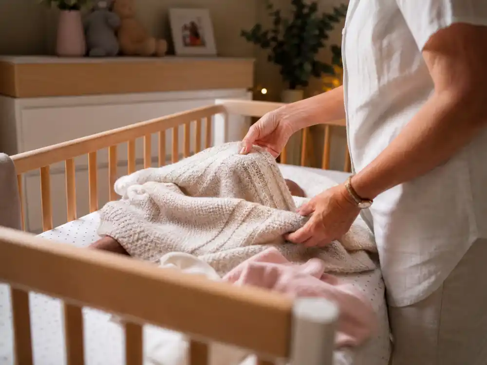 A modern nursery with crib for Brigitte Nielsen motherhood at 54 and son Killian
