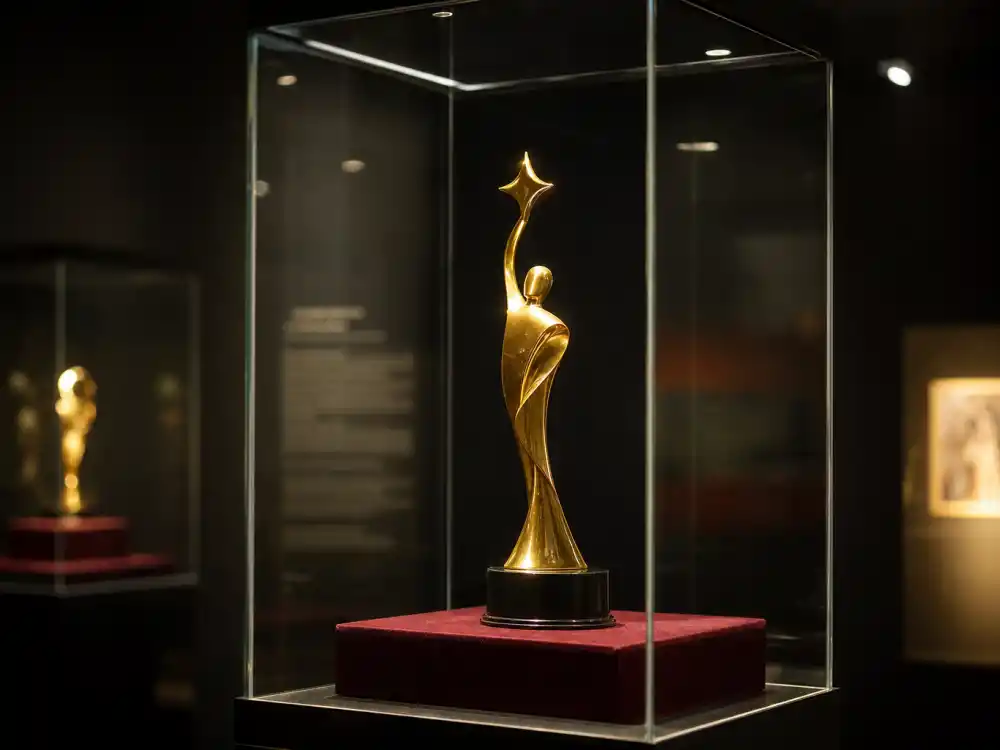 Can you sell an Oscar trophy after winning — generic golden statuette locked inside a glass museum display case