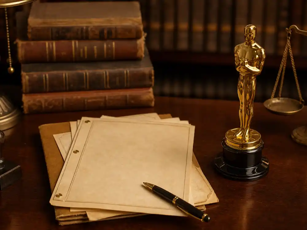 Pre-1951 Oscar sale loophole — vintage legal paperwork beside statuette when heirs ask can you sell an Oscar trophy from early winners