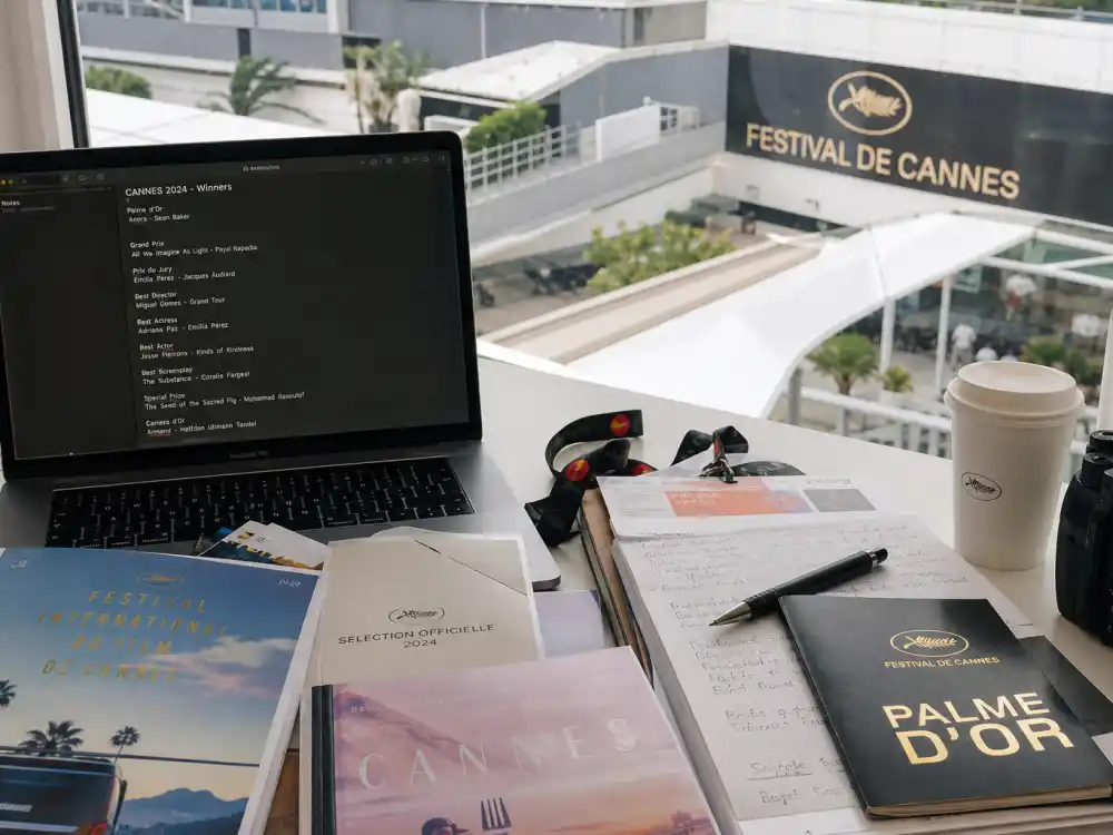 Festival press desk documenting the verified Cannes Film Festival 2026 winners list sourced from Festival de Cannes and Variety
