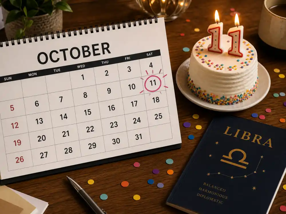 October 11 birthday cake and calendar marking Cardi B age and birthday 2026 each year when fans celebrate her Libra birth date