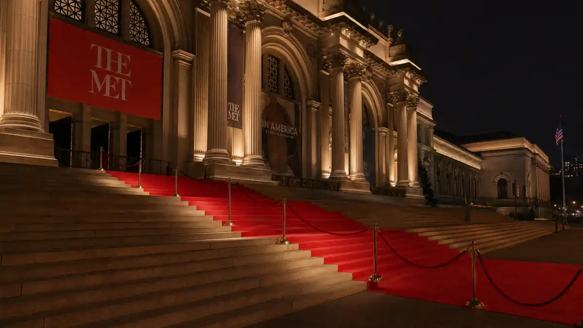 Celebrities banned from the Met Gala — Metropolitan Museum red carpet steps with velvet ropes before the Costume Institute benefit