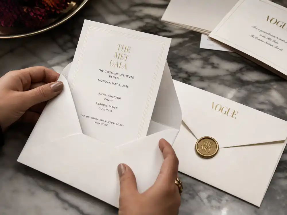Fresh Met Gala invitation envelope — celebrities banned from the Met Gala can reportedly earn reinstatement after years of compliance and public reconciliation