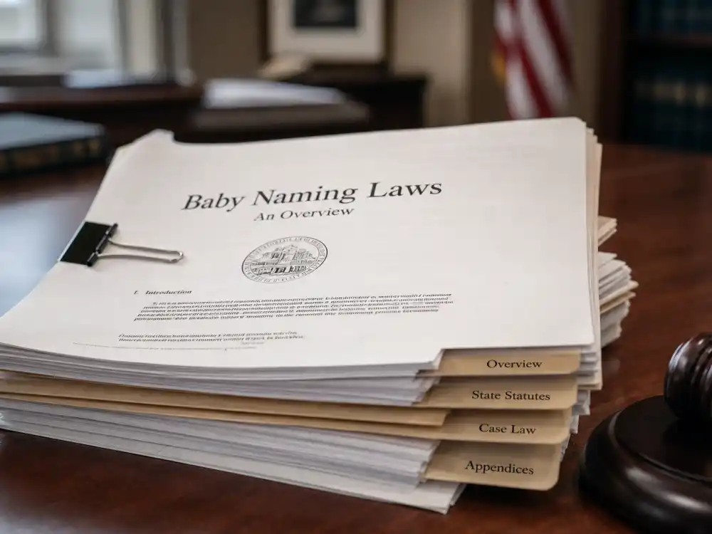 Stack of legal government paperwork about baby naming laws — celebrity baby names banned unusual explainer separates verified cases from invented viral name hoaxes