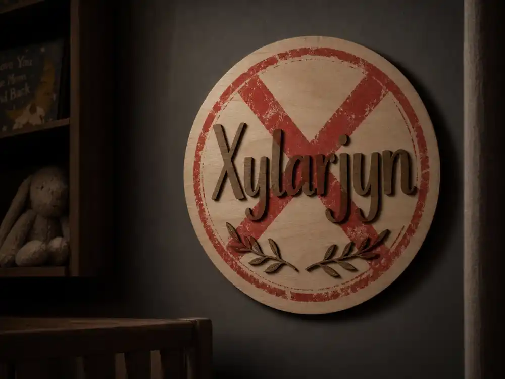 Unusual nursery name plaque with red X rejection stamp — celebrity baby names banned unusual fan lists often confuse social reveals with clerk denials