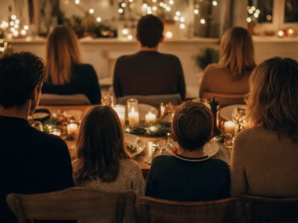 Holiday blended dinner table for celebrity blended families co-parenting guide step-parent integration editorial without identifiable faces