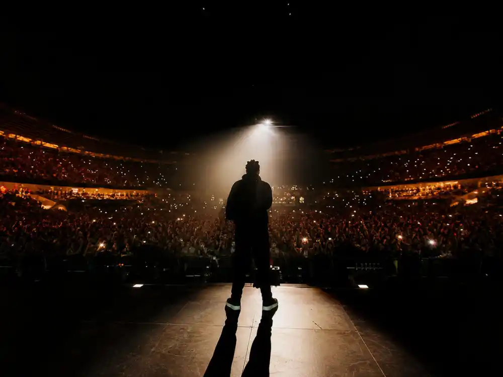Stadium concert stage from behind for celebrity kids who became bigger stars than parents chart-topping crossover fame editorial without identifiable faces