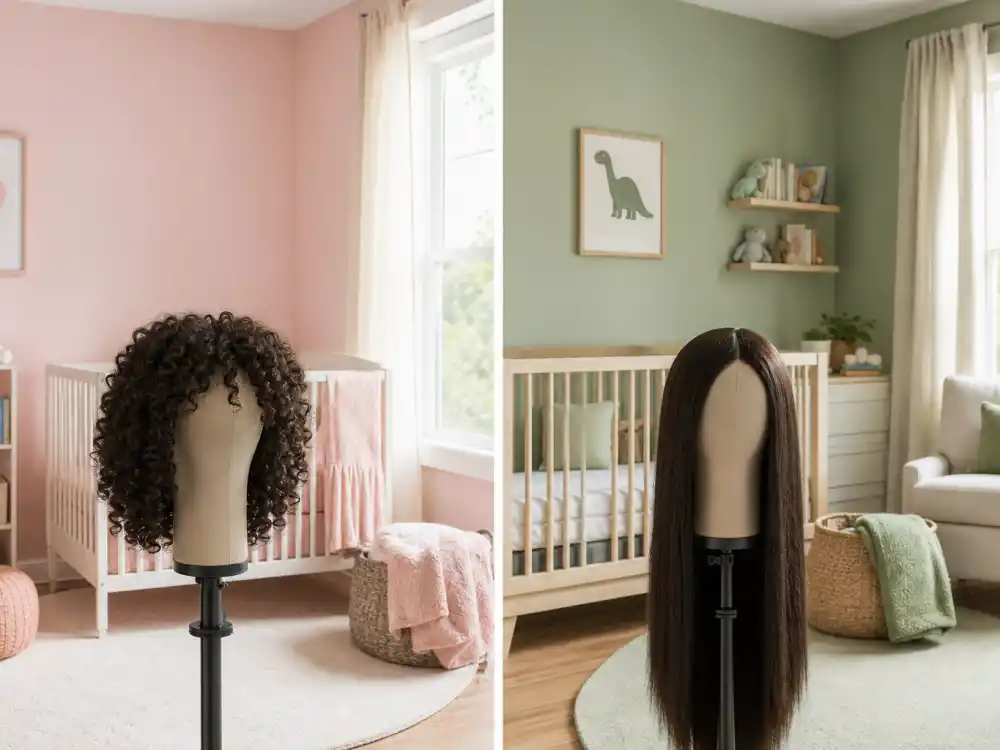 Contrasting nursery color schemes with different hair texture mannequin props for celebrity kids who look nothing like parents genetics lottery editorial