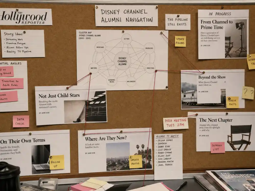 Cluster navigation cork board for celebrity kids who started on Disney Channel cross-link to Miley 27094 famous now 27046 and hub 26500