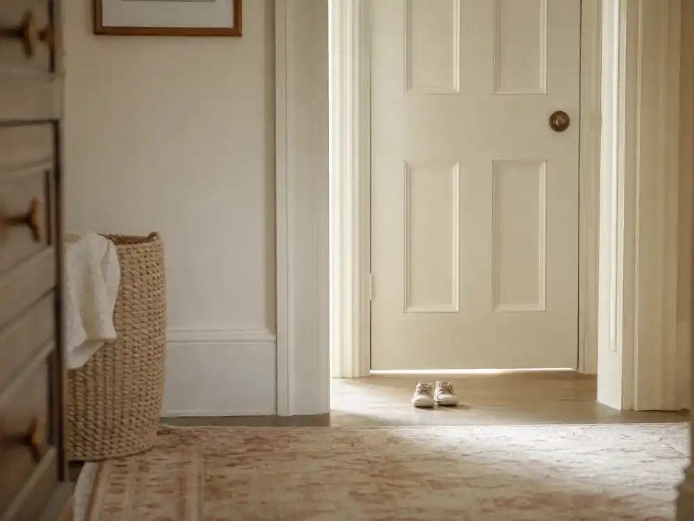 Closed nursery door with tiny shoes for celebrity pregnancy announcement trends 2026 privacy-first era — existence proof without oversharing