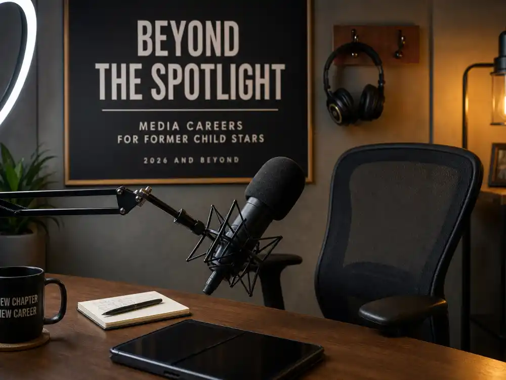 Modern podcast studio representing where child actors where are they now 2026 alumni work in media careers