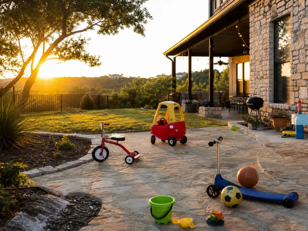 Austin Texas backyard for what happened to Christy Carlson Romano — motherhood with daughters and Brendan Rooney