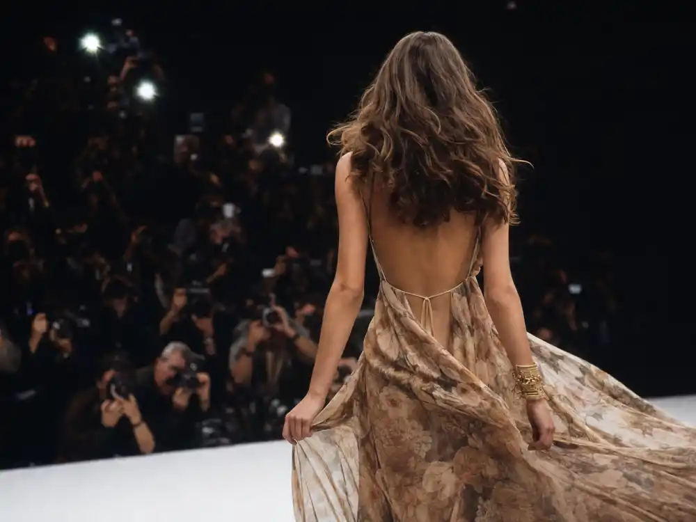 1990s Paris fashion week runway from behind for Christy Turlington supermodel golden era