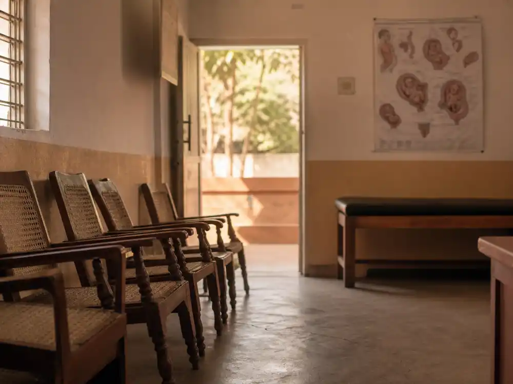 Maternal health clinic waiting area for Christy Turlington Every Mother Counts advocacy mission