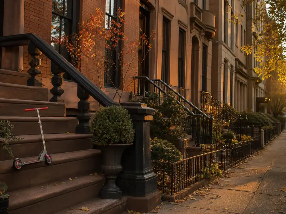 Upper West Side brownstone stoop for Christy Turlington NYC family life with Ed Burns now