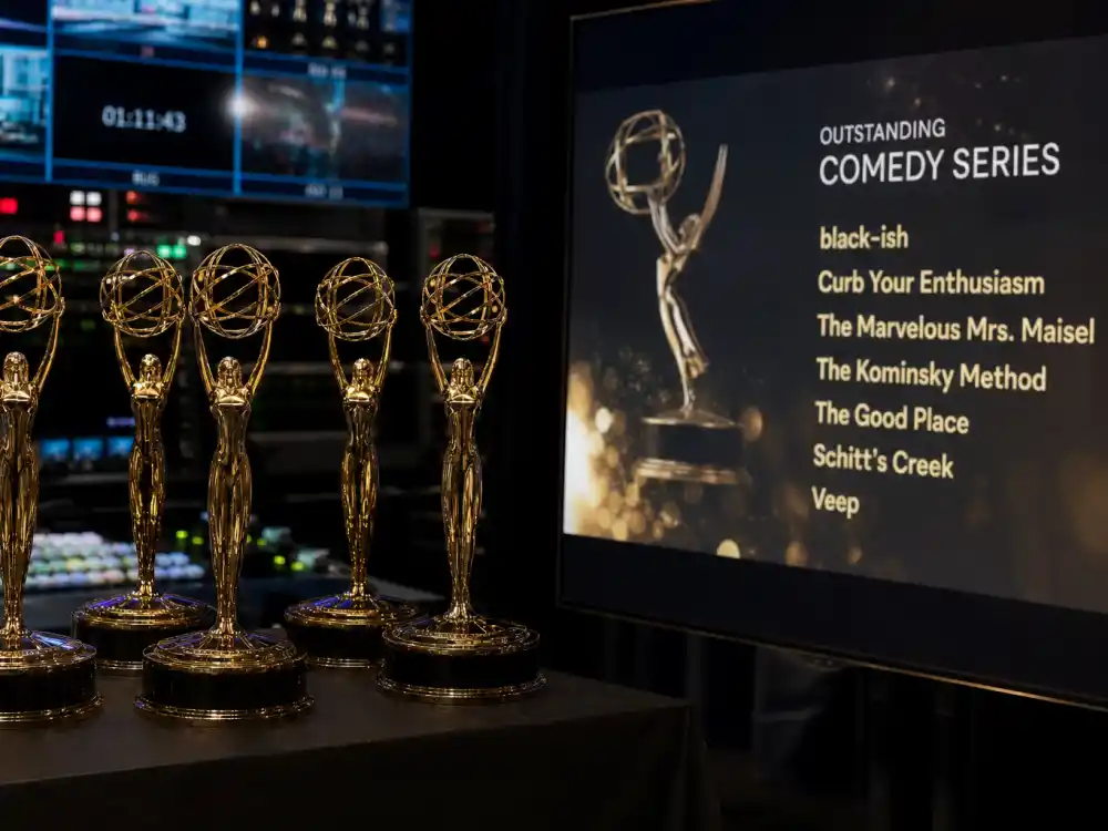 Television awards display for Critics Choice Awards 2026 winners where The Pitt, The Studio, and Adolescence swept major TV categories