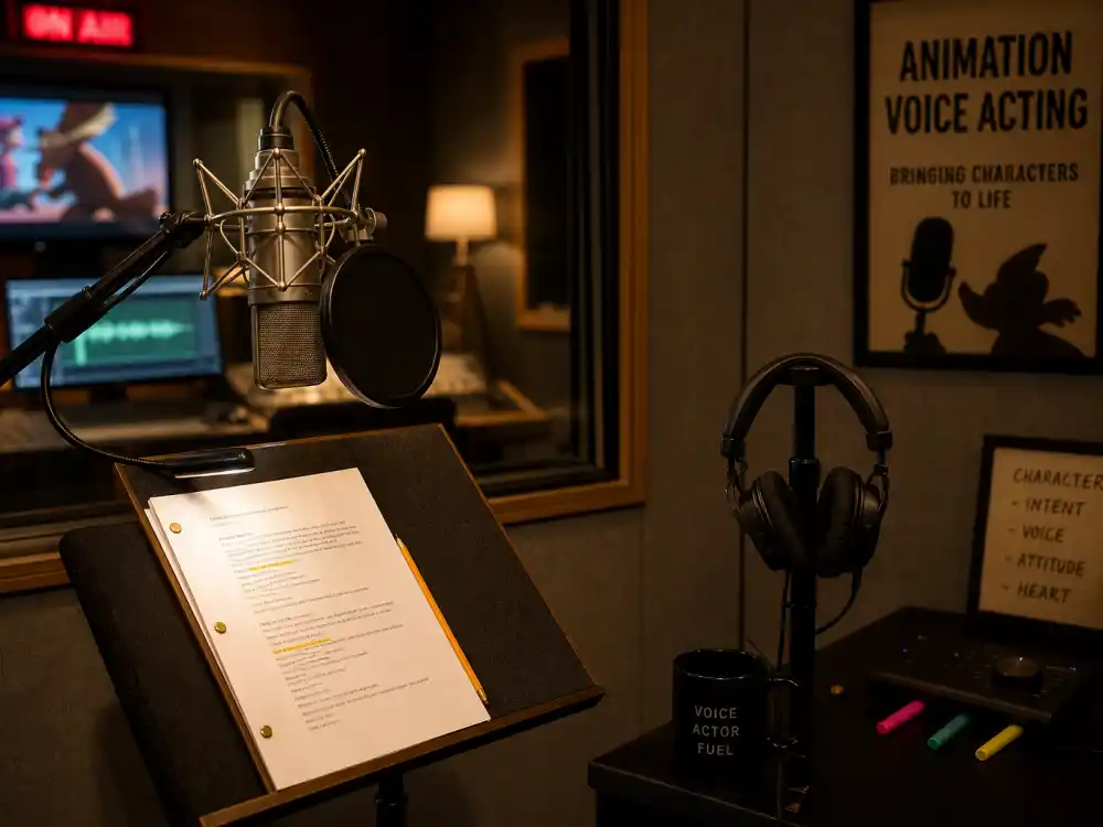 Voice-over recording booth for Danica McKellar animation and audiobook work in 2026