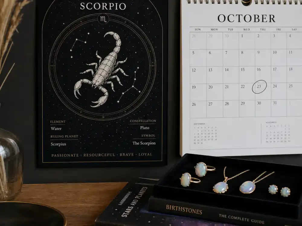 Scorpio zodiac chart beside October calendar for Drake age and birthday 2026 — October 24 birth date places him under Scorpio in Western astrology