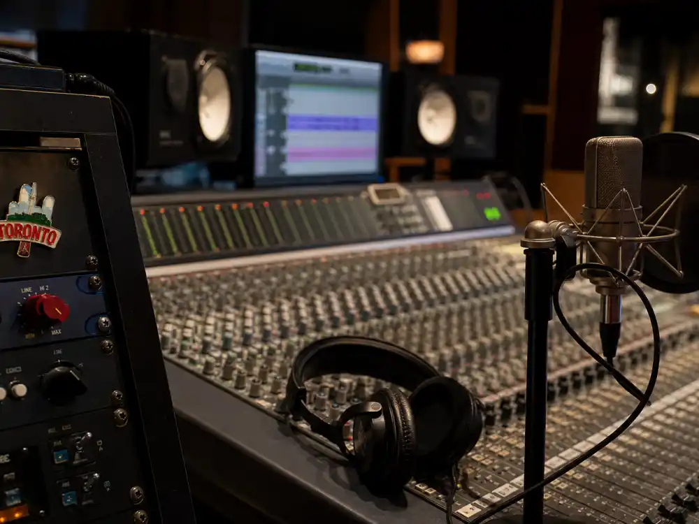 Recording studio setup reflecting Drake age and birthday 2026 career arc from Degrassi teen actor to global hip-hop headliner in his late thirties