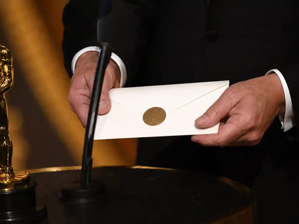 Sealed envelope on podium evokes the ceremony moments that add to the most Emmys won by an actor totals each September