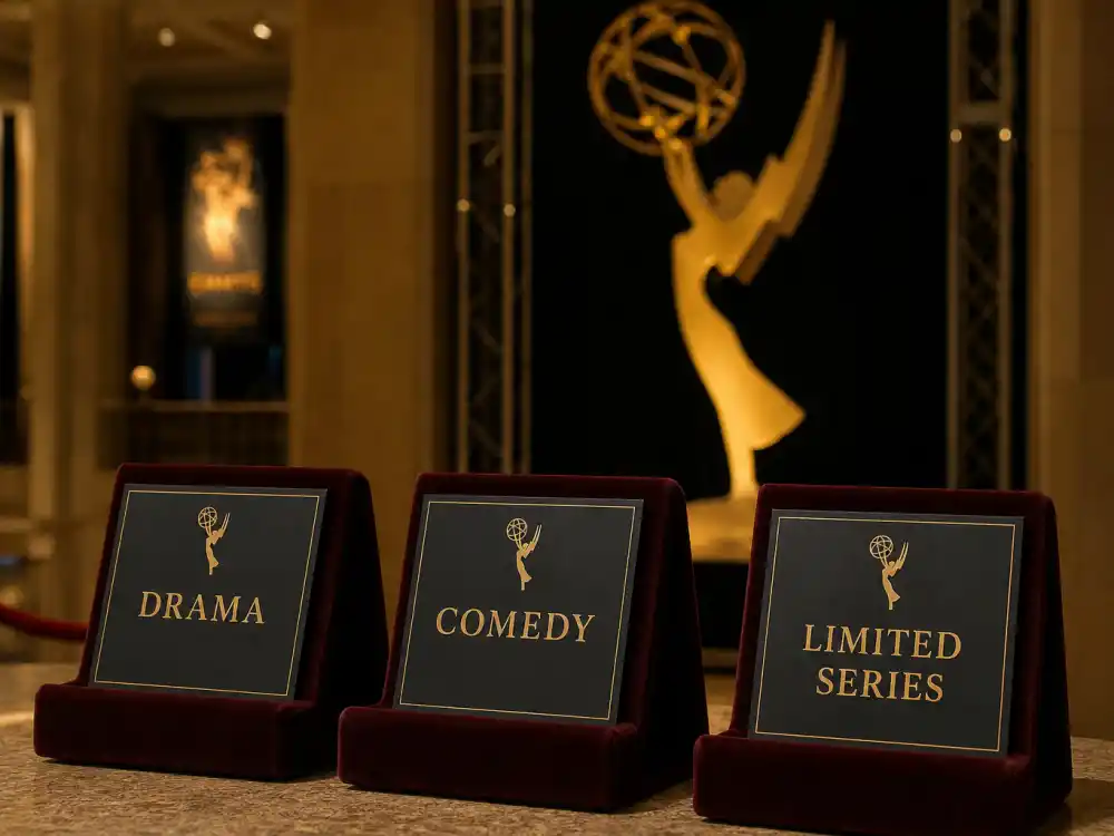 Drama Comedy and Limited Series plaques illustrate core program categories in the Emmy categories explained guide