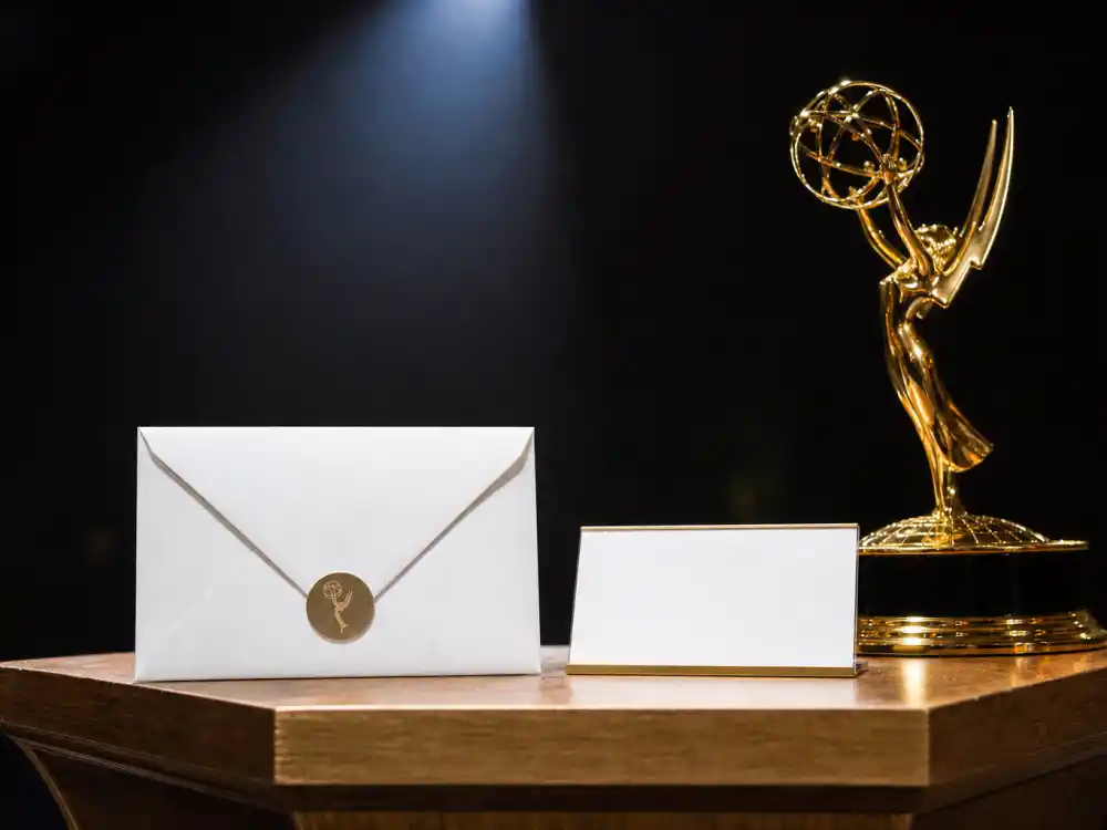 Sealed envelope on podium evokes the ceremony moments that add to the most Emmys won by a TV show totals each September