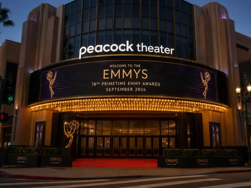 Peacock Theater Los Angeles exterior previews where the Emmy winners 2026 full list will be revealed on September 14 NBC telecast