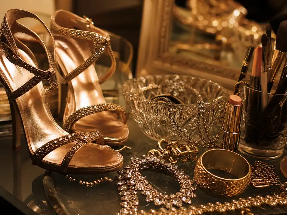 Glamorous vanity flat lay symbolizing what happened to Fergie at the Fergalicious solo breakthrough in 2006