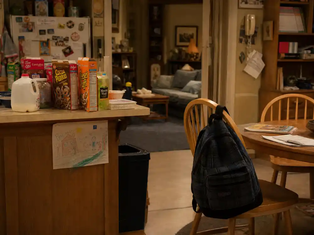 A cozy family kitchen evoking Frankie Muniz as Malcolm in the Middle child star fame