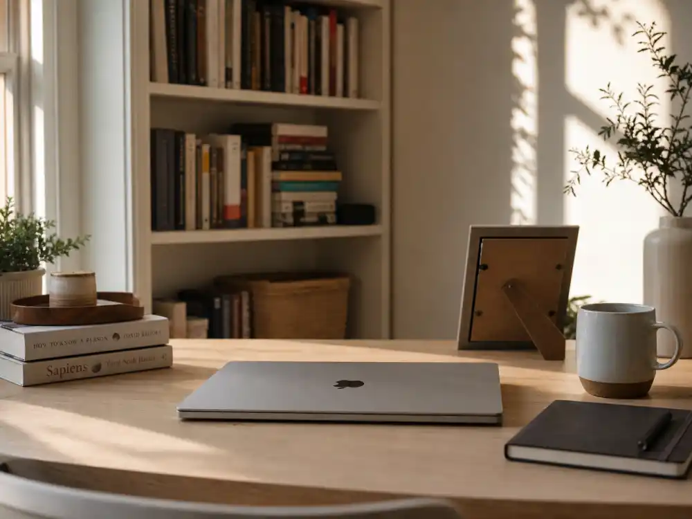 A quiet home office in 2026 for where Fred Savage is now after stepping back from Hollywood headlines