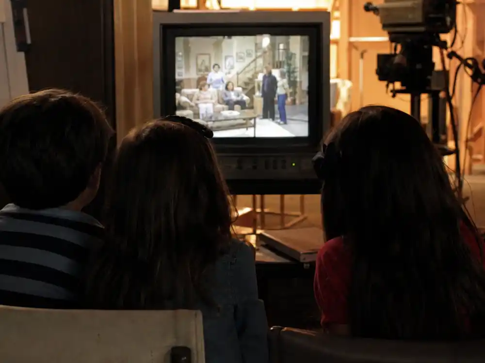 Child actor silhouettes watching rehearsal monitors for the Full House cast where are they now young stars era