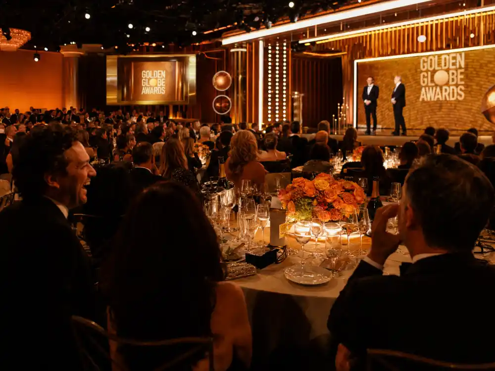Golden Globes ballroom laughter during roast-style monologues belongs on any funniest award show moments of all time list at the Beverly Hilton