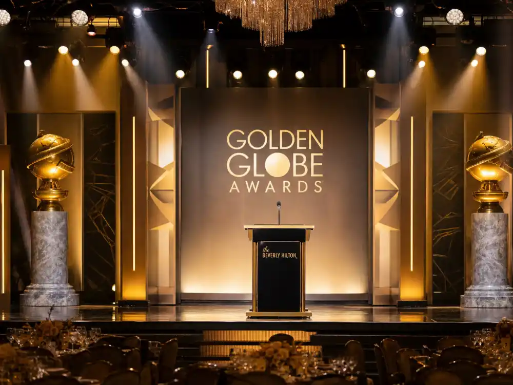 Beverly Hilton awards ceremony stage where Golden Globes winners list all time champions accept trophies each January