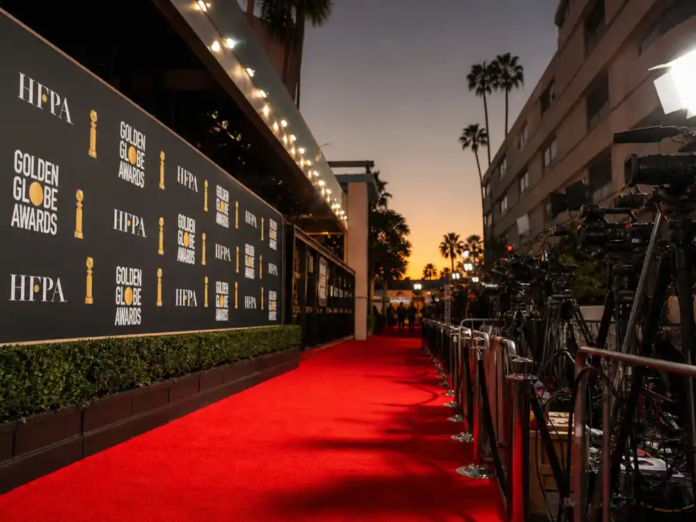 Golden Globes red carpet press wall atmosphere tied to films and series on the Golden Globes winners list all time