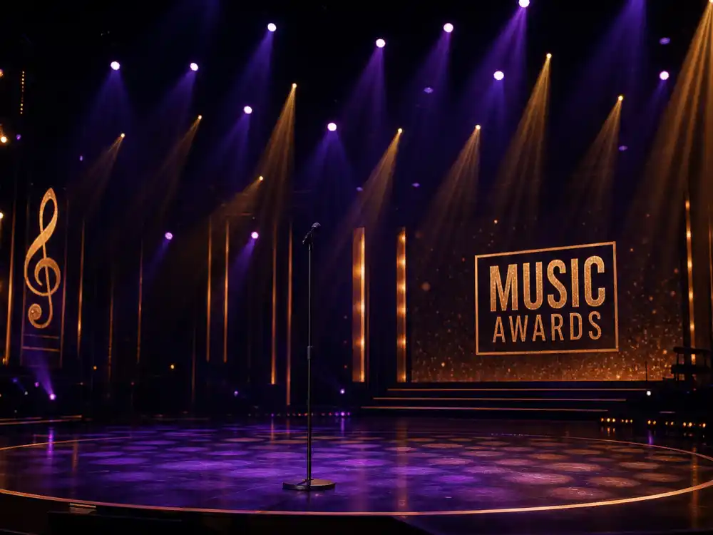 Grammy Awards concert stage with microphone where music-ceremony hosts join the best award show opening monologues ever conversation across genres